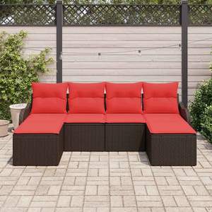 Ensemble de canapés de jardin en polyester marron 6 pièces avec coussins - Product Image 3