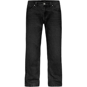 Jean en denim noir délavé style vintage, coupe ample et déchirée, jambe large, pour homme, style streetwear tendance - Product Image 4