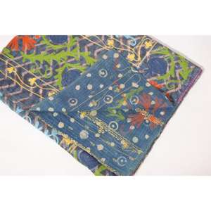 Handmade Kantha Suzani <b>Quilt</b> Vintage Cotton Floral Bedspread Boho Indian <b>Throw</b> Blanket Bedding Decor Eco-Friendly Washable Home - Product Image 6