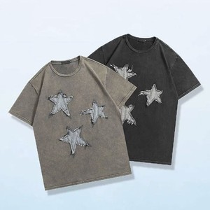 เสื้อยืดโอเวอร์ไซส์ประดับคริสตัลสไตล์วินเทจ ล้างสีแบบแอซิด ผ้าคอตตอนหนา 100% พิมพ์ลาย DTG เสื้อสตรีทแวร์ผู้ชาย - Product Image 5