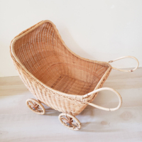 Poussette chariot en rotin, meilleur prix, poussette pour poupée en canne naturelle, jouet ludique pour bébé et tout-petit