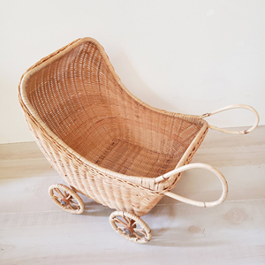 รถเข็นเด็กแบบหวาย ราคาดีที่สุด รถเข็นตุ๊กตาทำจากหวายธรรมชาติ ของเล่นสนุกๆ สำหรับเด็กทารกและเด็กเล็ก - Product Image 2