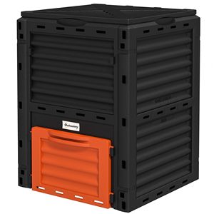 Composteur de jardin de 80 gallons, grand composteur extérieur avec aération rapide, forme de feuille orange, 500L, matériau PP pour l'agriculture - Product Image 1