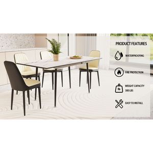 Set Tavolo da Pranzo Espandibile 47'' e 63'' per 2-6 Persone con Eleganti Sedie Imbottite in Tessuto PU per Sala da Pranzo - Product Image 5