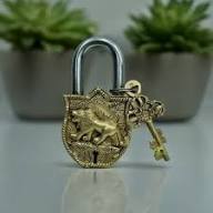 Handcrafted Brass <b>Padlock</b> Door Lock with Tiger Engraved Design Fully Functional Vintage Brass Lock with 2 Keys - Product Image 4