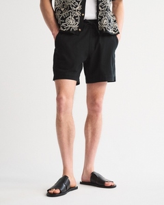 Custom Men Textured 100% Cotton Breathable Quick Dry Shorts <b>Elastic</b> Waist Drawstring Casual Resort OEM ODM Wholesale Supplier - Product Image 3
