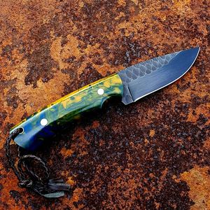 Damascus Hunting Knife Outdoor Utility Industrial Grade OEM Compact Fixed Blade Resin Handle Wholesale Gift Dad - Product Image 2