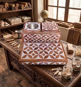 Ensemble Mubkhar BKHOOR Électrique en Résine et MDF avec Plateau Brûleur d'Encens Prêt à Expédier – Cadeau Religieux du Ramadan, Plateau de Service - Product Image 1