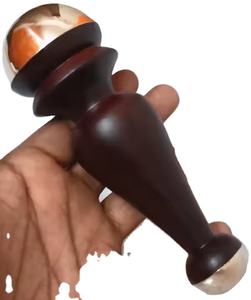 Masseur Kansa à double usage, écologique, fait à la main, avec manche en bois, pour le visage et le dos, boule solide, soulagement du stress, vente en gros, bois d'Inde - Product Image 4