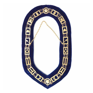 Collar Masónico Premium Master Mason Blue Lodge, Chapado en Oro, Collar Ceremonial de Terciopelo - Product Image 1