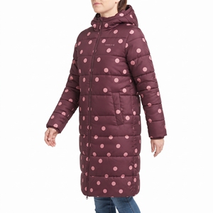 Women's Belted Polka Dot Sublimation Puffer Jacket Hooded Quilted Long Winter Coat Warm <b>Padded</b> Outdoor Fashion Casual Jacket New - Product Image 3