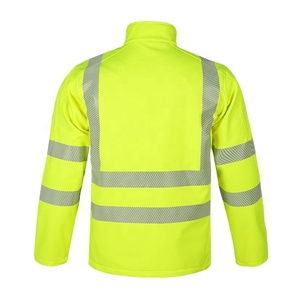 <b>High</b> <b>Visibility</b> Class 2 <b>Softshell</b> Safety <b>Jacket</b> Reflective Striped Waterproof Windproof Lightweight Workwear for Road Crew - Product Image 2