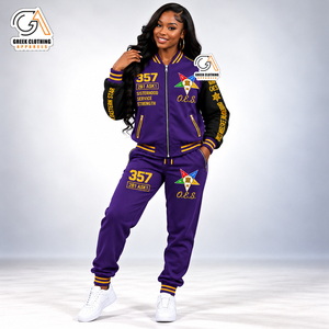 Ensemble de survêtement d'été 2-en-1 pour femme, violet, zippé, écoresponsable, 100 % coton, col montant, veste et pantalon, de la Légion des Chevaliers d'Orient - Product Image 1