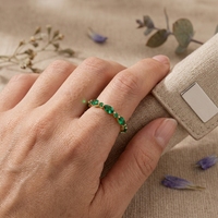 Bague de mariage éternelle de luxe en or 14 carats avec pierre précieuse verte taille marquise, bijoux empilables pour femme