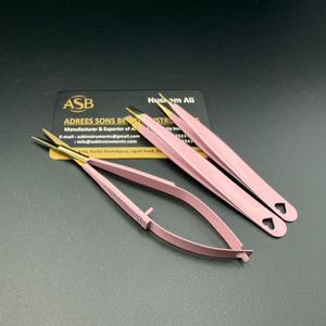 Pinzas para Cejas de Acero Inoxidable de Calidad Profesional, Color Rosa Bebé y Dorado, con Logotipo Personalizado, Punta Inclinada y Forma de Corazón, Tijeras para Cejas con Resorte - Product Image 5