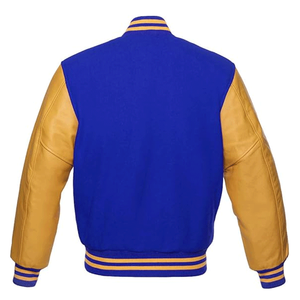 Veste de baseball pour homme de qualité supérieure, en laine verte et manches en cuir véritable blanc, style bomber. - Product Image 5