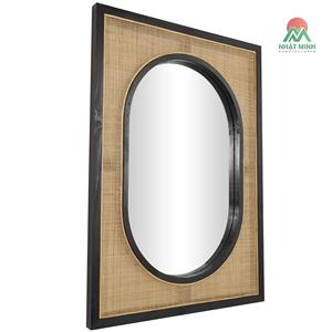 Brown Wall <b>Mirror</b> with Black Accent Frames.<b>Mirrors</b>, rattan, <b>pine</b> wood, and MDF wood create a natural, free-spirited look - Product Image 1