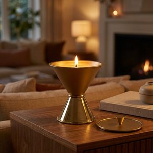 Portavelas de Latón Hecho a Mano de 12 cm para Champán, con Base de Espejo y Diseño de Diábolo, Recipiente de Equilibrio para Decoración del Hogar, Hoteles y Bodas - Product Image 2
