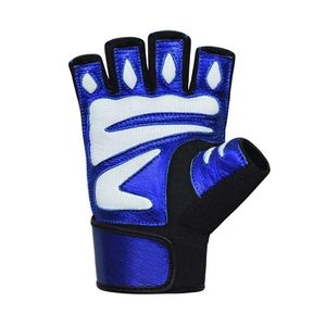 Guantes de levantamiento de pesas azules, mitones de entrenamiento de gimnasio de medio dedo, guantes transpirables de malla para ciclismo, fabricante de logotipos personalizados - Product Image 3