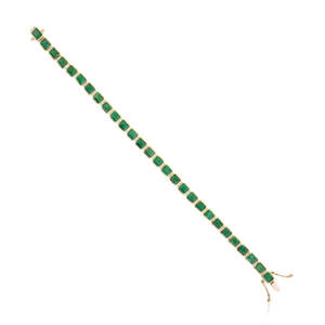 Fashion Tennis <b>Bracelet</b> 11.73ct Green Emerald <b>Infinity</b> Design in 14k Yellow Gold - Product Image 3