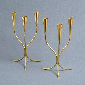 Support à bougies moderne en or avec 3 porte-verres, base en bois, décoration d'intérieur, centre de table de mariage, résistant à la chaleur - Product Image 2