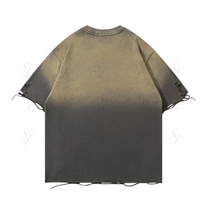 Camiseta Extra Grande para Hombre, 100% Algodón, Estilo Retro, Impresión DTG, Logotipo Personalizado, Lavado Ácido, Vintage - Product Image 3