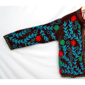 Veste en velours brodée de fleurs, col mandarin, manteau court, écologique, respirant, réversible, anti-rides, unisexe - Product Image 5