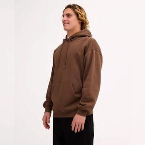 Sweat-shirts à capuche pour hommes, couleur marron uni, coupe ample, personnalisables OEM, haute qualité, tissu 100% coton, séchage rapide. - Product Image 5