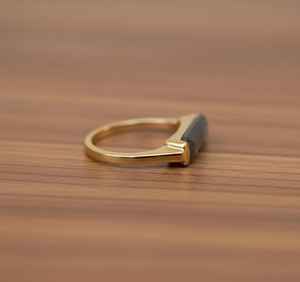 Bague en argent sterling 925 plaqué or 14 carats avec pierre de labradorite taille baguette, faite à la main, pour femme, idée cadeau - Product Image 5