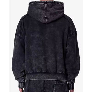 Sweat à capuche oversize en coton délavé pour homme, style streetwear premium, couleur unie, avec poches, coupe classique, style automne - Product Image 2