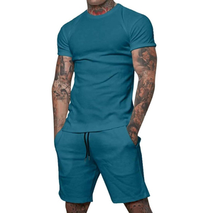 Conjunto de Camiseta y Pantalones Cortos de Punto para Hombre, con Bloques de Color, Cuello Polo, Transpirable, Antiarrugas, Casual, Verano, con Logotipo Personalizado al por Mayor - Product Image 5