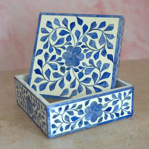 กล่องเครื่องประดับงานฝีมือลายดอกไม้โมร็อกโกแบบเป็นมิตรกับสิ่งแวดล้อม ตกแต่งด้วยกระดูกฝังลายดอกไม้ สำหรับเก็บของตกแต่งบ้าน ตกแต่งโต๊ะ ของขวัญปีใหม่ - Product Image 2
