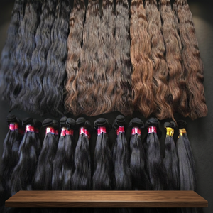Extensiones de Cabello Humano Remy Indio Virgen para Tejer, de 8 a 30 Pulgadas de Largo, Resistentes a la Caída y Suaves y Brillantes, con Doble Trama a Máquina, Todos los Colores - Product Image 1