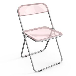 2pcs Pink Transparent Patio Folding Chairs Foldable Plastic Design for Comfort and Style - Product Image 1