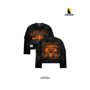 Camiseta de Manga Larga con Lavado Ácido Personalizado |   Camiseta gráfica oversize de estilo urbano |   Fabricante OEM de Camisetas de Manga Larga Resistentes con Efecto Desgastado - Product Image 1