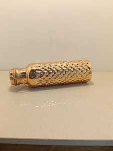 Premium Diamond Cut Pure <b>Copper</b> Water Bottle 1000ml Pineapple Grid Pattern Flask Gym Sports Carry <b>Handle</b> Metal Drinkware - Product Image 4