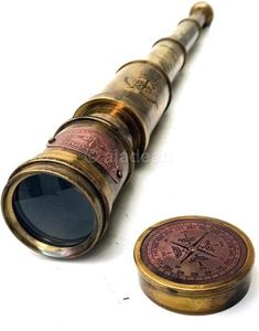 Télescope monoculaire pliant vintage, finition laiton antique poli, jumelles décoratives avec boussole, objet d'artisanat métallique pour décoration intérieure - Product Image 3