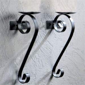 Applique murale vintage en fer forgé, porte-bougie en métal martelé, candélabre suspendu, décoration gothique pour la maison, support de bougie pilier noir - Product Image 4