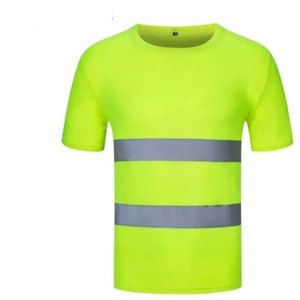 Outdoor Safety <b>Work</b> Shirt Fluorescent High Visibility Breathable Reflective Vest T-Shirt Quick Dry <b>Waterproof</b> Nylon/Polyester - Product Image 1