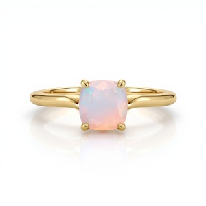 Bague de mode en or massif 10K avec opale facettée pour femme, bijoux fins, fabricant OEM personnalisé - Product Image 3