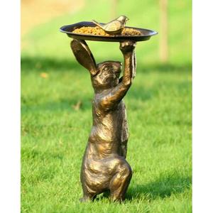 Rabbit Sundial Garden Ornament Outdoor Decoration Metal <b>Hand</b> <b>Casted</b> Technique Rabbit Sculpture Patina Finish - Product Image 5