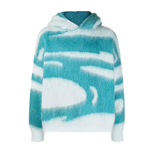 Winter Custom Men's Fashion Classic Warm Long-sleeved Jacquard Mohair Knitted Hooded <b>Pullover</b> <b>Sweater</b> - Product Image 1