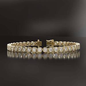 Bracelet tennis en argent sterling serti de pierres rondes brillantes, bijoux fins de luxe, chaîne pour femme - Product Image 1