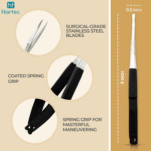 Tijeras para Cejas de Primera Calidad, Color Negro, con Mecanismo de Resorte, Acero Inoxidable, Curvas, para Diestros, Tijeras de Manicura - Product Image 2