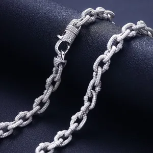 Real Silver VVS Moissanite Oval Link <b>Chain</b> Necklace <b>Iced</b> <b>Out</b> Oval Paperclip Link Choker Hip Hop Jewelry Pass Diamond Tester - Product Image 6