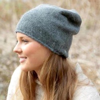 Gorro de Cachemira de doble cara para mujer, tejido a mano, ropa de invierno, elegante, cálido, cómodo, colores claros sólidos, tamaño libre, 100%