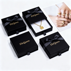 Eco-Friendly Rigid Cardboard Square Pattern Jewelry Box Custom Logo Multi-Color Buckle Closure Necklace Bracelet Ring Packaging - Product Image 5