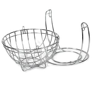Iron Fruit <b>Basket</b> with Drain Design Stylish Steel Fruit Bowl <b>Kitchen</b> Storage Holder - Product Image 4