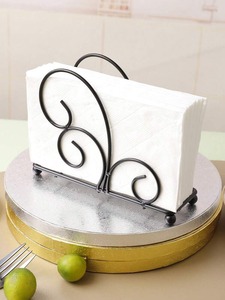 Porte-serviettes en métal noir classique durable et support de boîte à mouchoirs en fer forgé pour la cuisine, la salle à manger, l'hôtel et le restaurant - Product Image 5