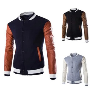 Blouson universitaire en cuir bleu marine, marron et blanc, avec manches en cuir, vêtement d'extérieur premium de type Letterman, fabricant sur mesure - Product Image 6